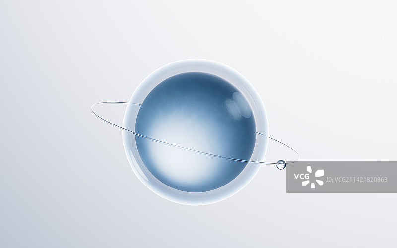 透明球体与环绕线条3D渲染图片素材
