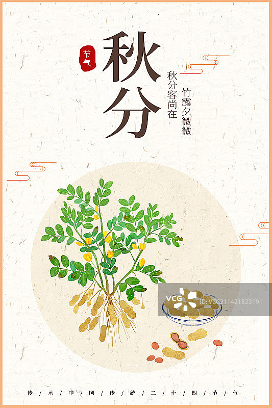 秋分花生插画海报图片素材