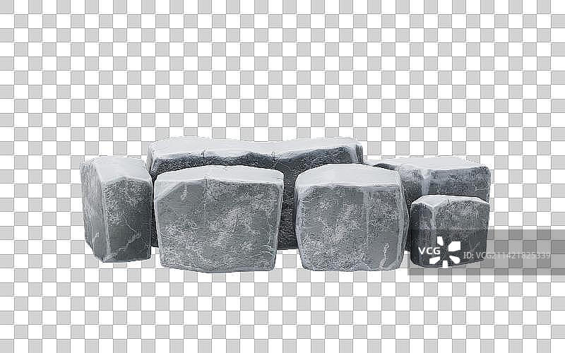 岩石与透明背景3D渲染图片素材