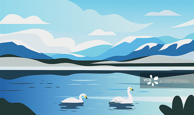 新疆赛里木湖插画图片素材
