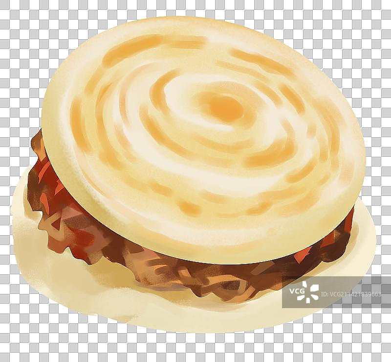 陕西西安美食食物食材小吃肉夹馍肉饼美味营养元素插画图片素材