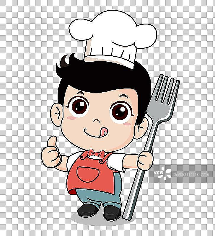 卡通小厨师矢量插图图片素材