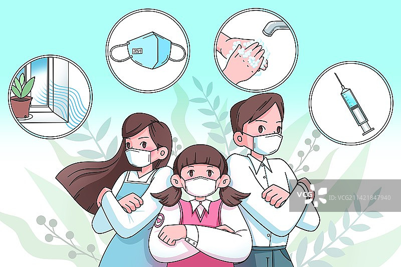 家庭预防病毒与细菌的方法医疗插画图片素材