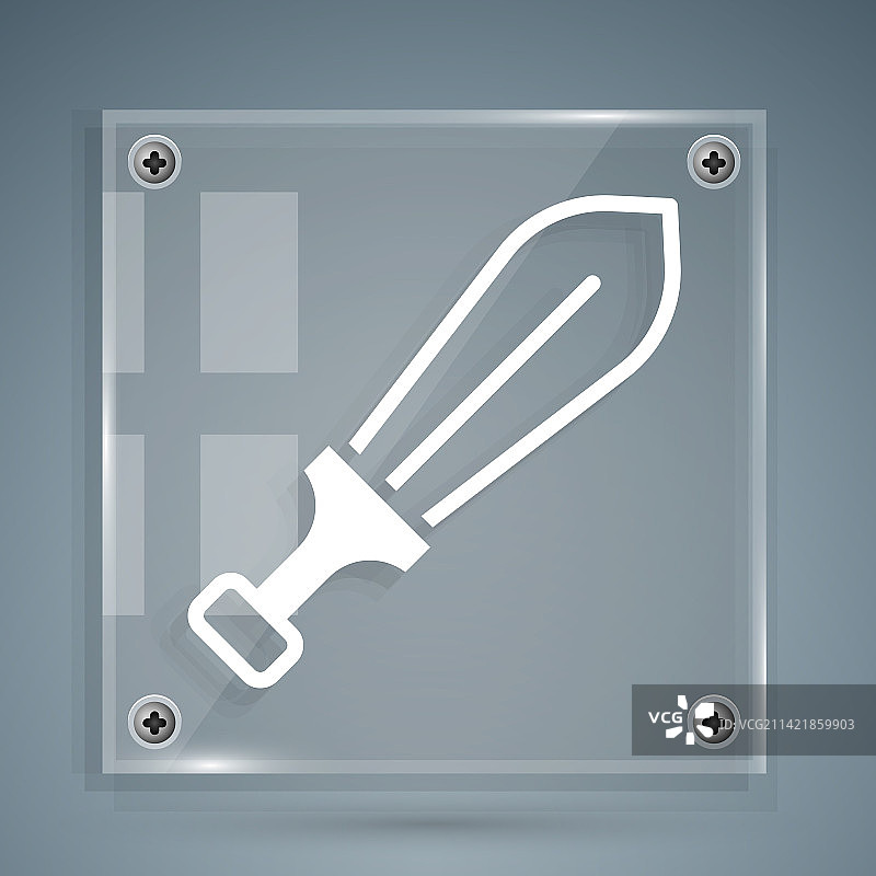 白色玩具剑图标 灰色背景图片素材