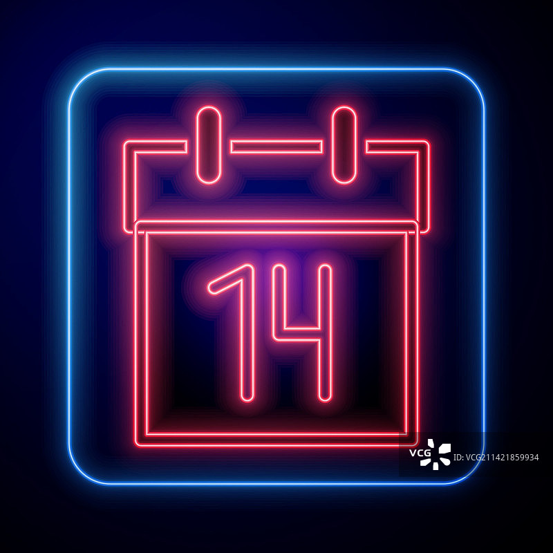 黑色背景上发光的霓虹日历图标图片素材