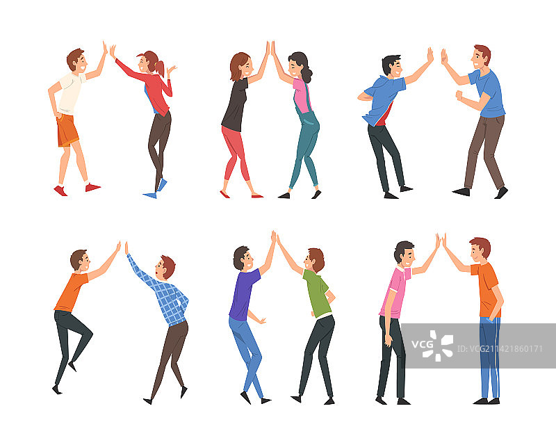 快乐的人们击掌庆祝图片素材