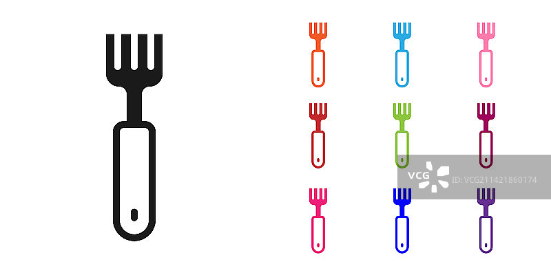 白色背景上的黑色叉子图标图片素材