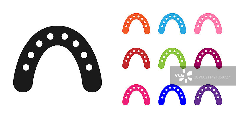 白色背景上孤立的黑色护齿拳击手图标图片素材