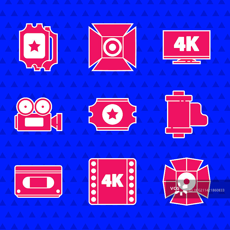 4K电影票电影胶片电影边框套装图片素材