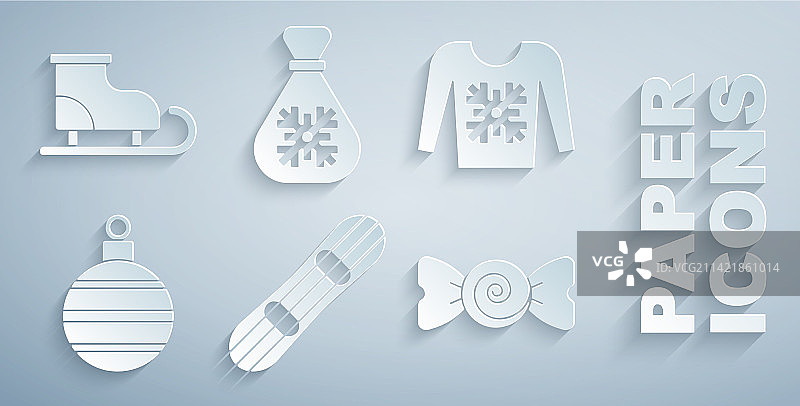 滑雪板圣诞毛衣糖果球图片素材