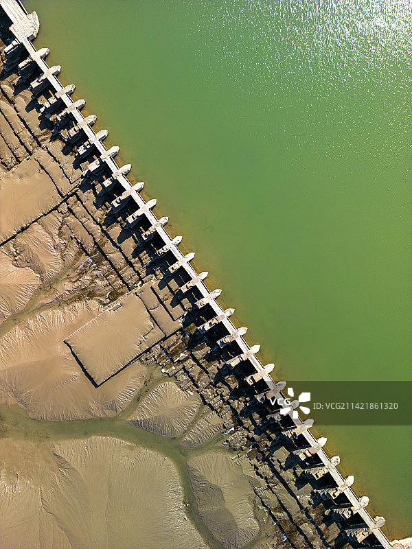 中国宋代的水利工程莆田木兰陂航拍图片素材