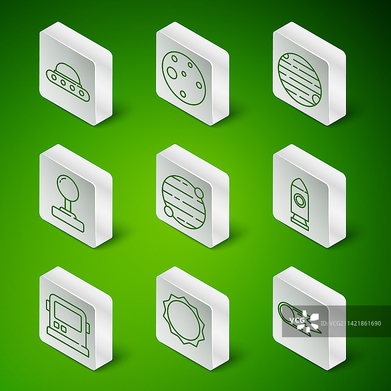 太阳UFO飞碟彗星陨落线条组合图片素材