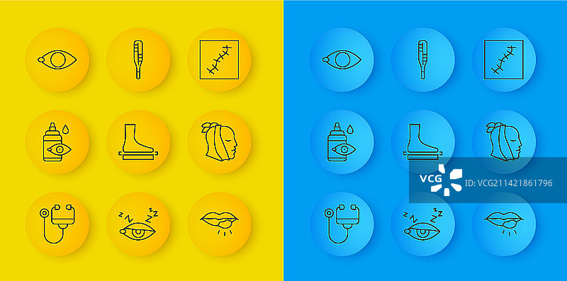 听诊器滴眼液扁平足线条图片素材