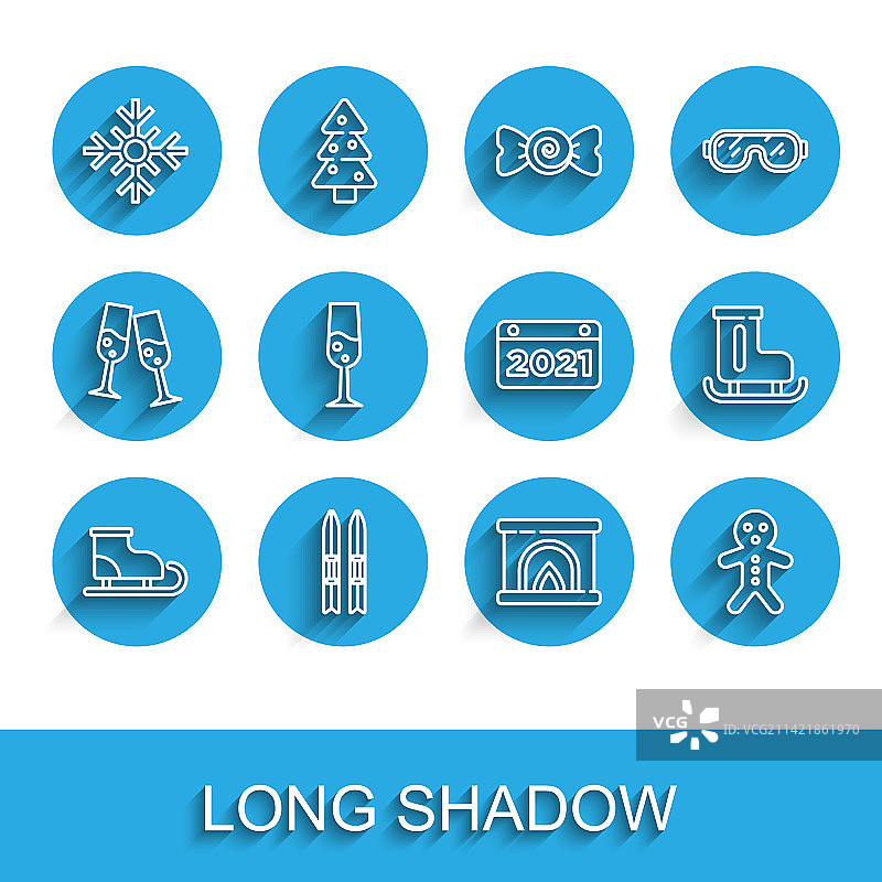 花样滑冰鞋、滑雪杖和雪花图片素材