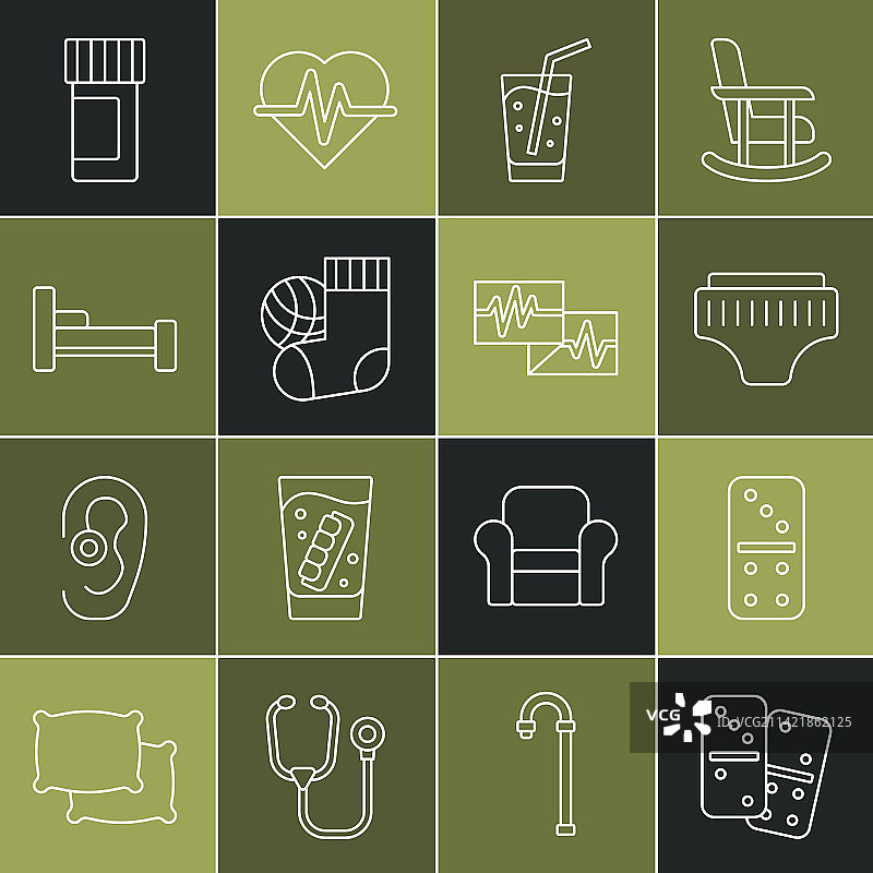 多米诺骨牌成人尿布玻璃杯水线条组合图片素材