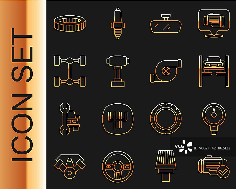 检查引擎胎压计维修图标图片素材