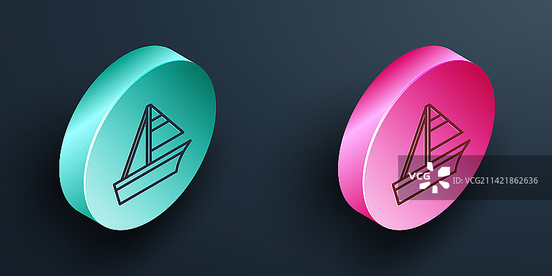 2.5D线条游艇帆船图标图片素材