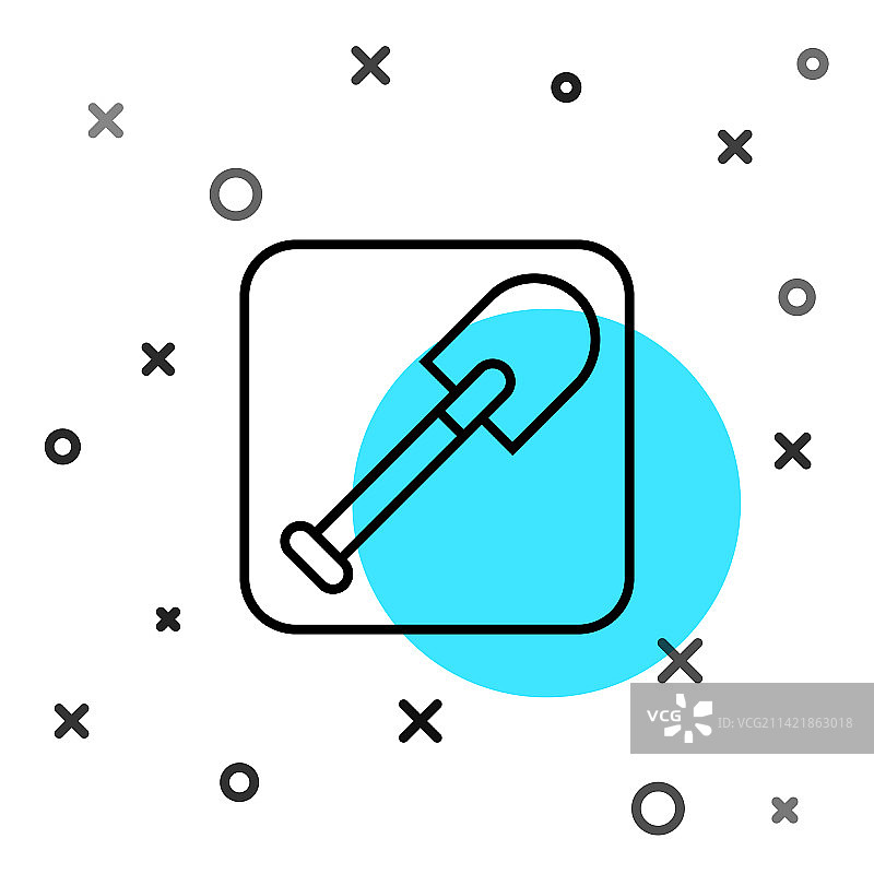 白色背景上隔离的黑色线条铲子图标图片素材