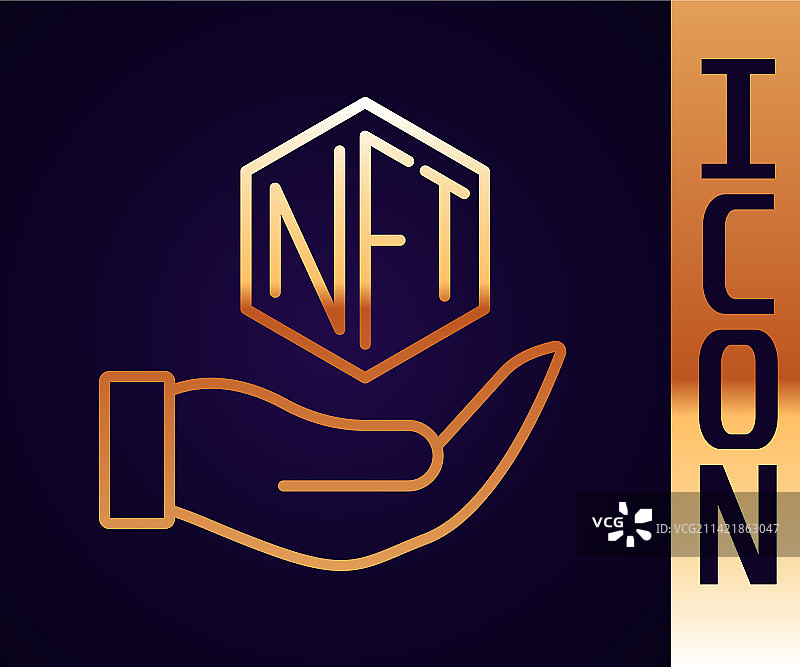 金色线条NFT数字加密艺术图标图片素材