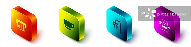 2.5D信用卡咖啡杯淋浴套装图片素材