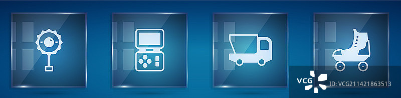 婴儿摇铃玩具俄罗斯方块电子游戏套装图片素材