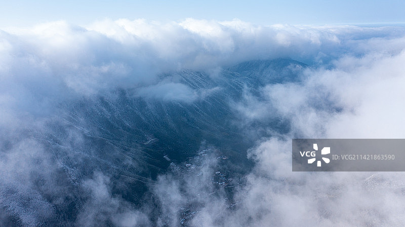 浙江丽水遂昌白马山森林公园冬季雾凇雪景图图片素材