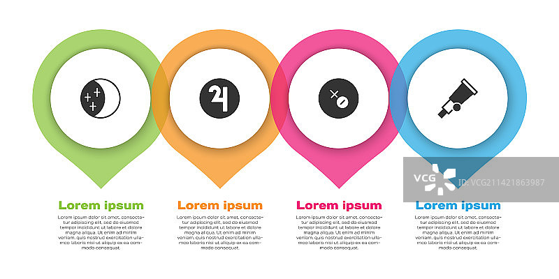 日食、木星和金星符号套装图片素材
