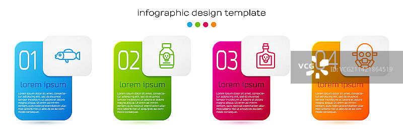 河豚鱼、毒药丸和药瓶（线条）图片素材