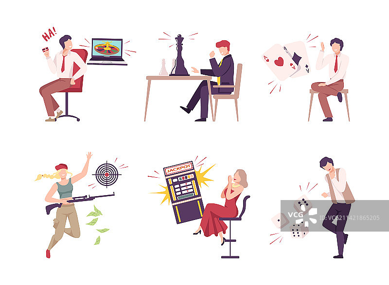 玩游戏赢钱的幸运人群图片素材