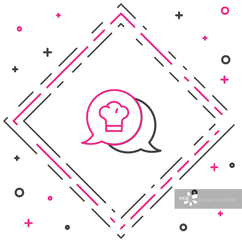 对话气泡中的线条厨师帽图标图片素材