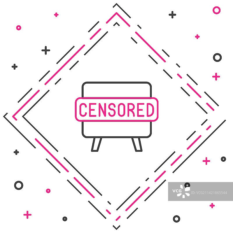 白色背景上的审查印章线性图标图片素材