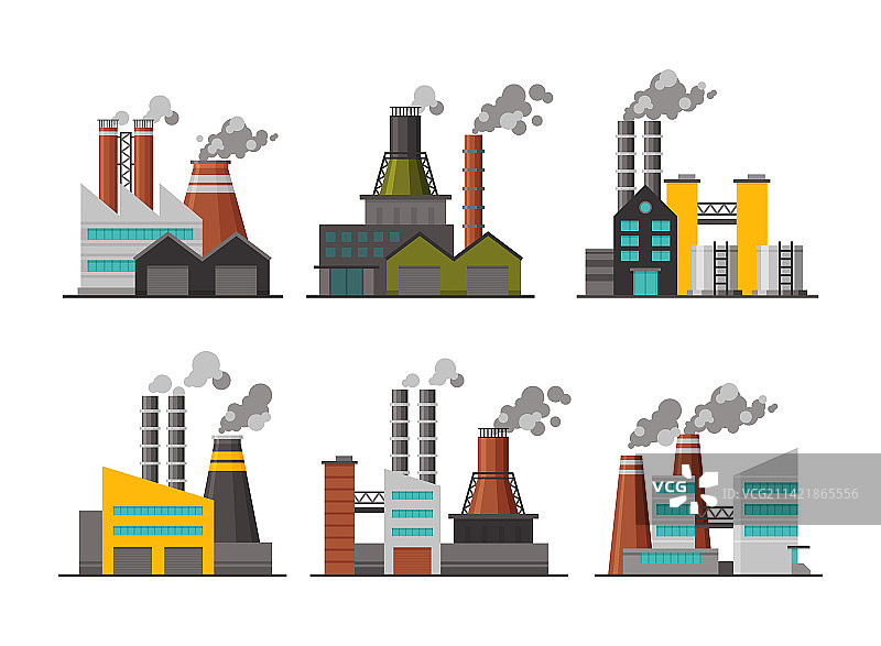 现代工厂建筑和发电厂图片素材