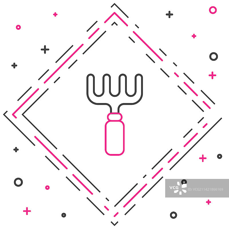 白色背景的园林耙子线性图标图片素材