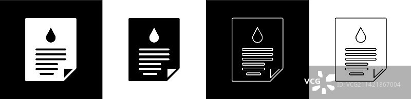 黑色背景上的油滴文档图标套装图片素材