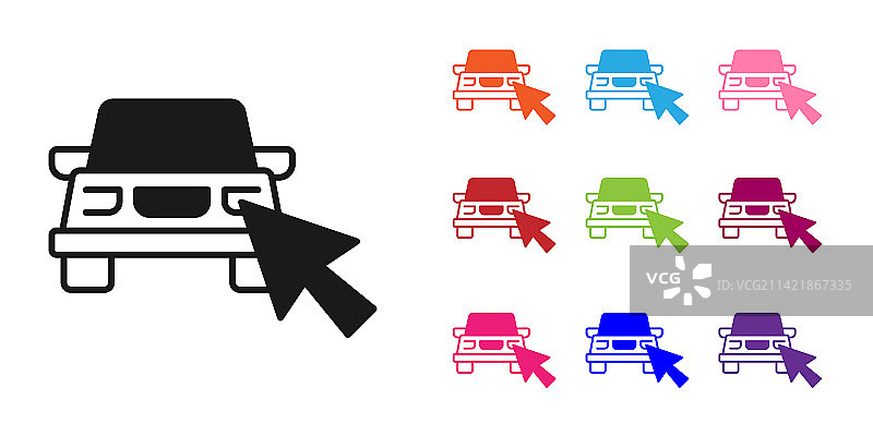 白色背景上的黑色在线汽车共享图标图片素材