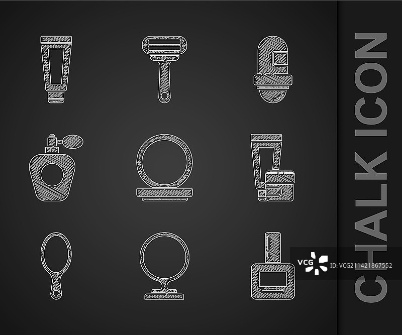 化妆粉饼套装，带镜子和圆形美甲图片素材