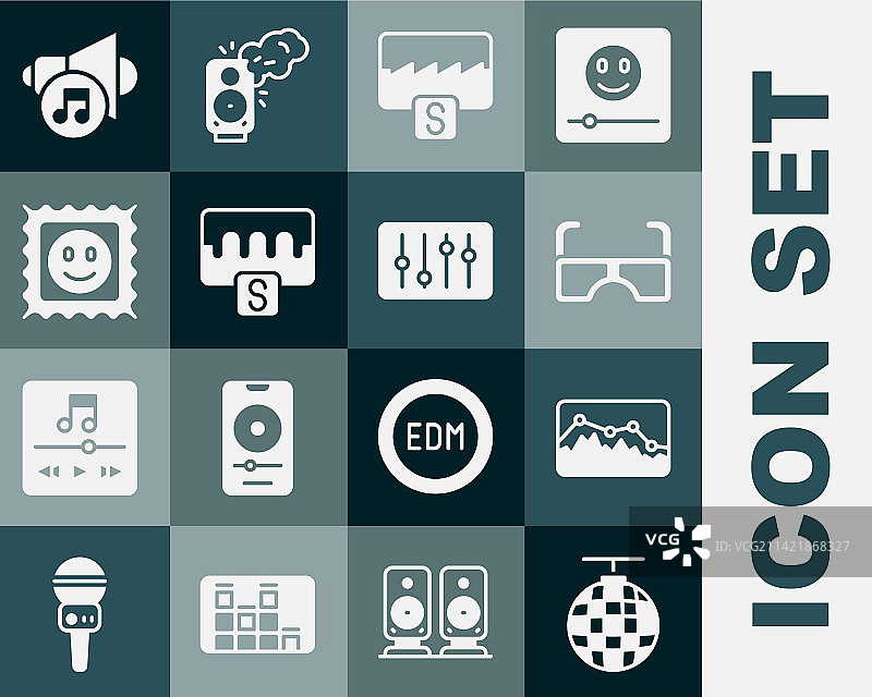 迪斯科球音乐波均衡器眼镜LSD组合图片素材