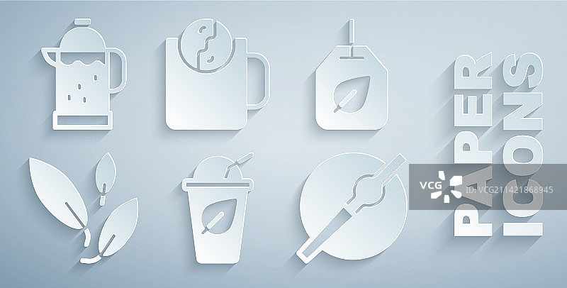 茶杯茶叶茶包香烟时间套装图片素材