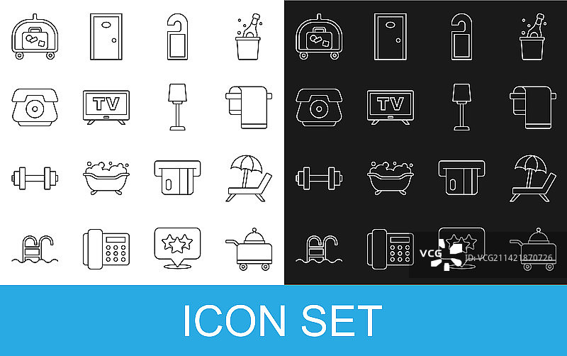 线形带托盘食物日光浴床图标图片素材