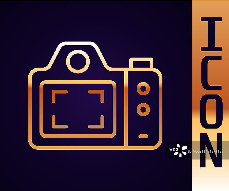 黑色背景上的金色线条照相机图标图片素材