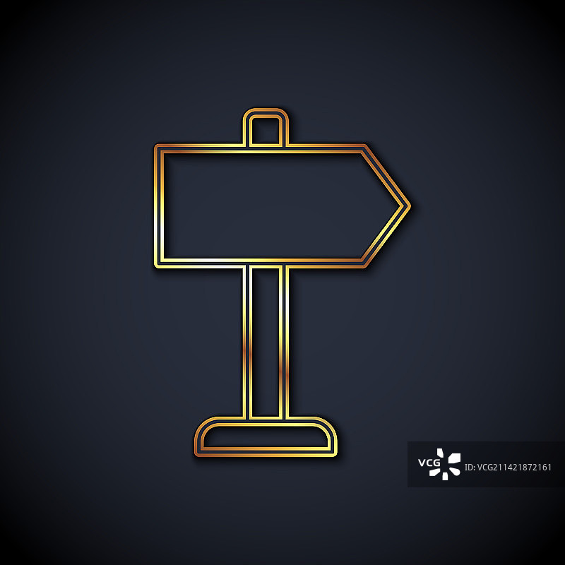金色线条道路交通标志牌图标图片素材