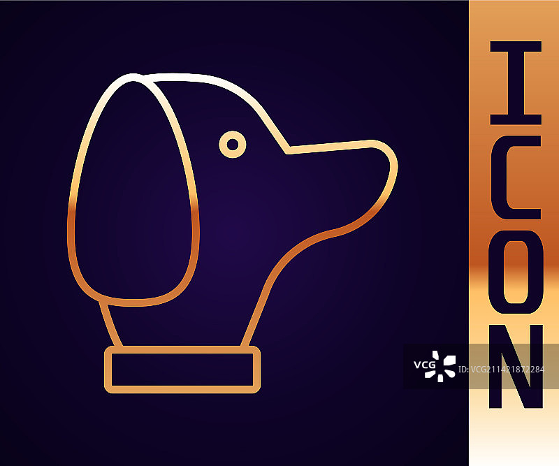 黑色背景上的金色线条狗图标图片素材