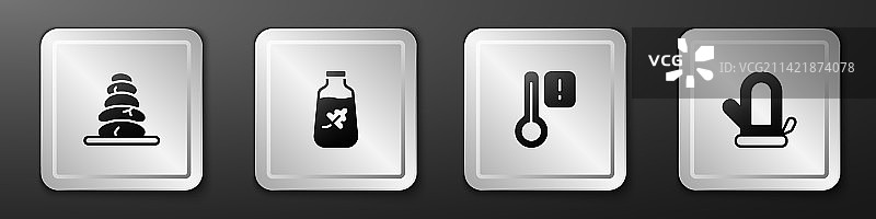 堆叠的热石精油瓶桑拿图片素材