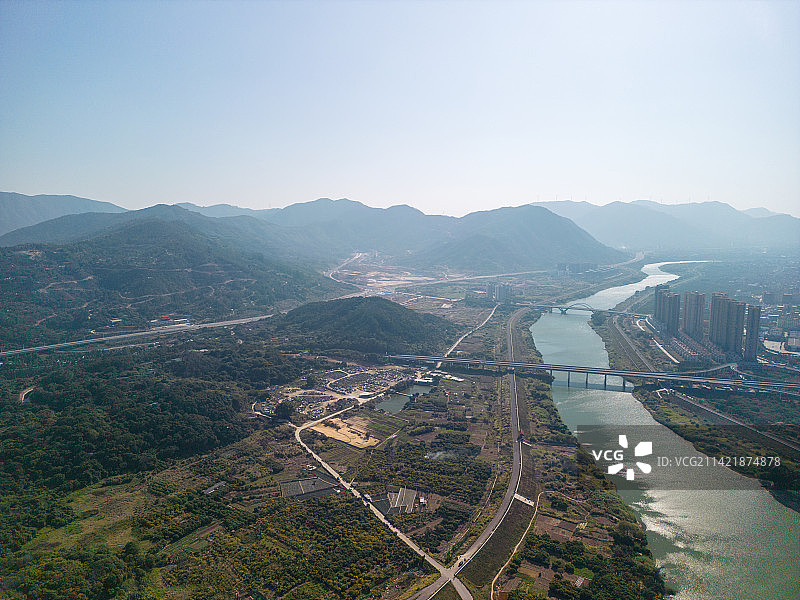 中国福建省莆田市木兰溪鸟瞰图图片素材