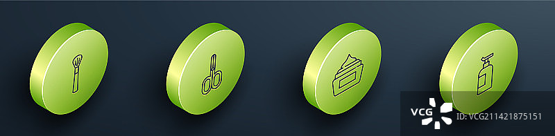 2.5D化妆刷剪刀面霜线条组合图片素材