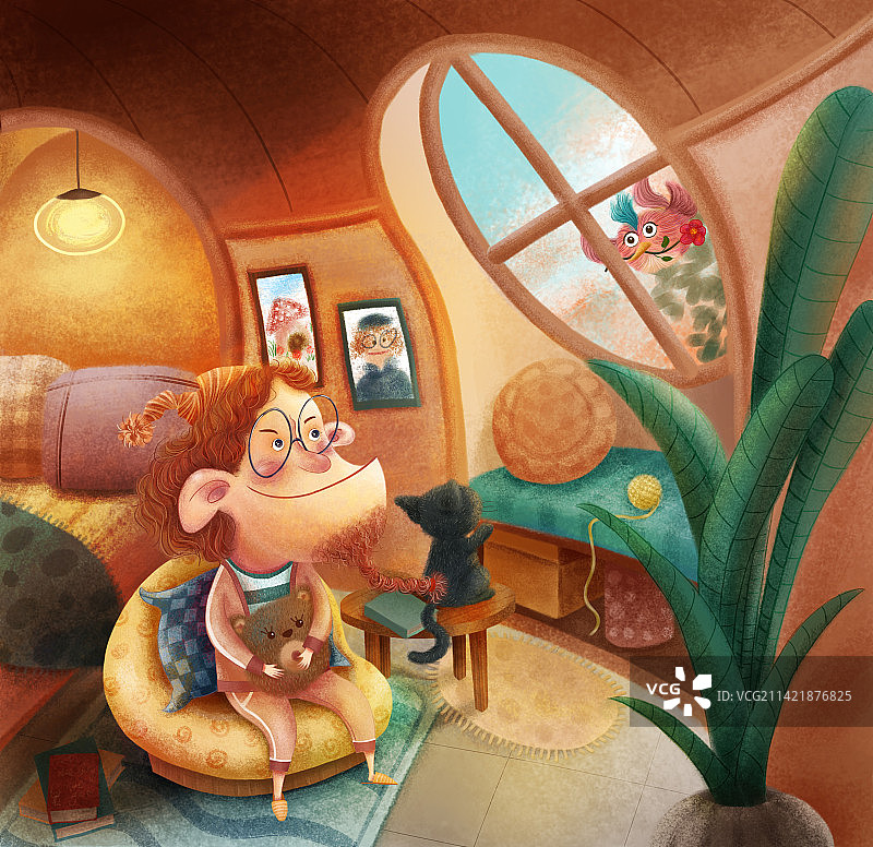 原创插画：小憩图片素材