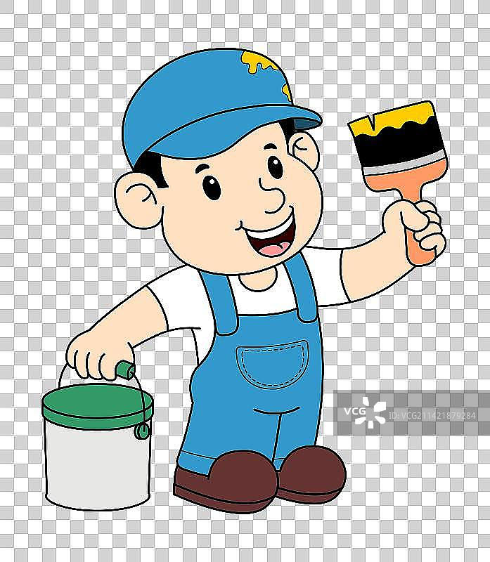 卡通粉刷匠矢量插图图片素材