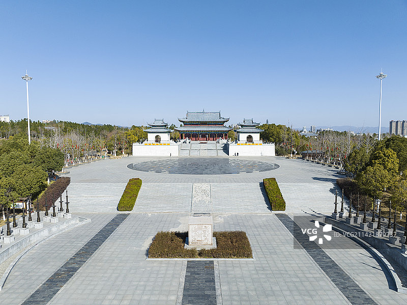 湖北省麻城市孝感乡文化公园航拍全景图片素材