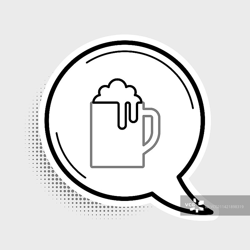 灰色背景上孤立的线条木制啤酒杯图标图片素材