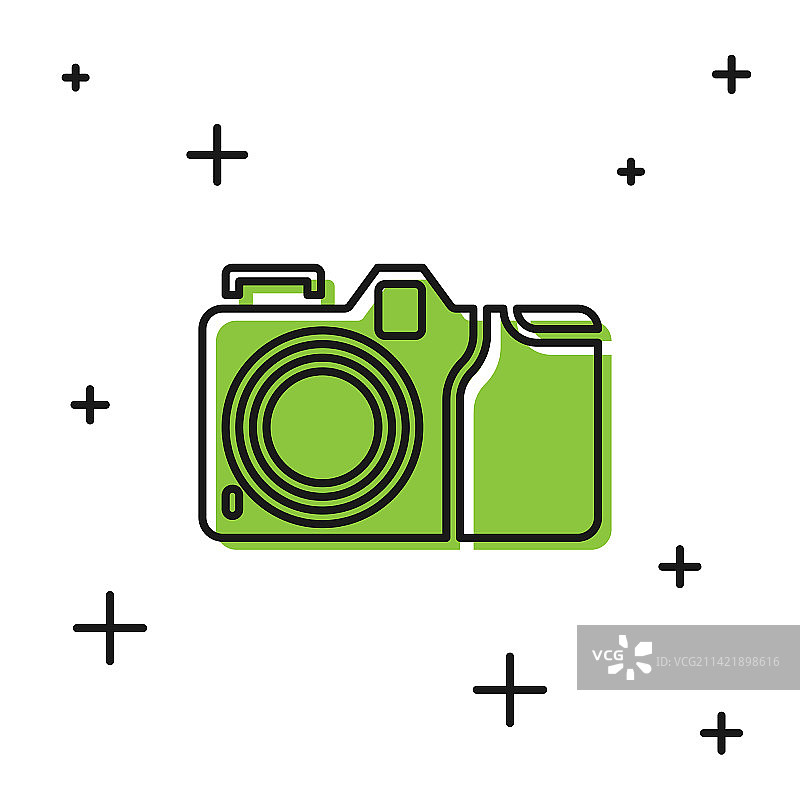 黑色照片相机图标隔离在白色上图片素材